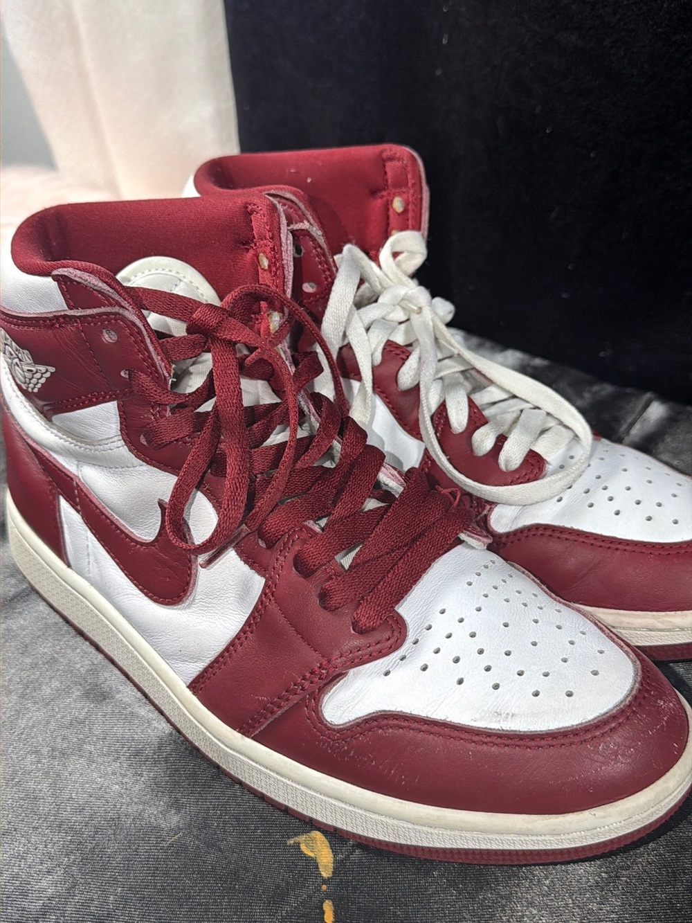 Jordan Women's High-Top Sneakers in Maroon and White